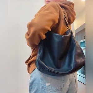 Oversized Black Leather Kate Spade purse